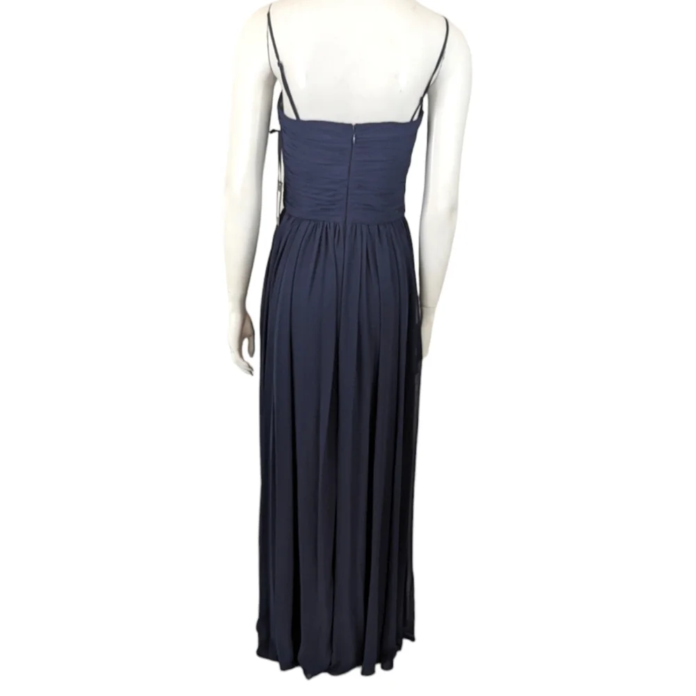 Vera Wang Dress Chiffon Long Gown Navy Blue Strapless Formal Black Tie Womens 6 - Picture 4 of 13